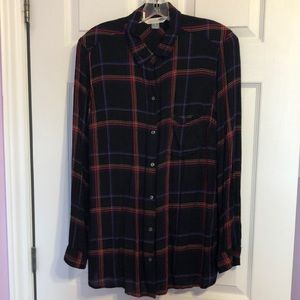 Old Navy black/multi-coloured plaid button-up shirt